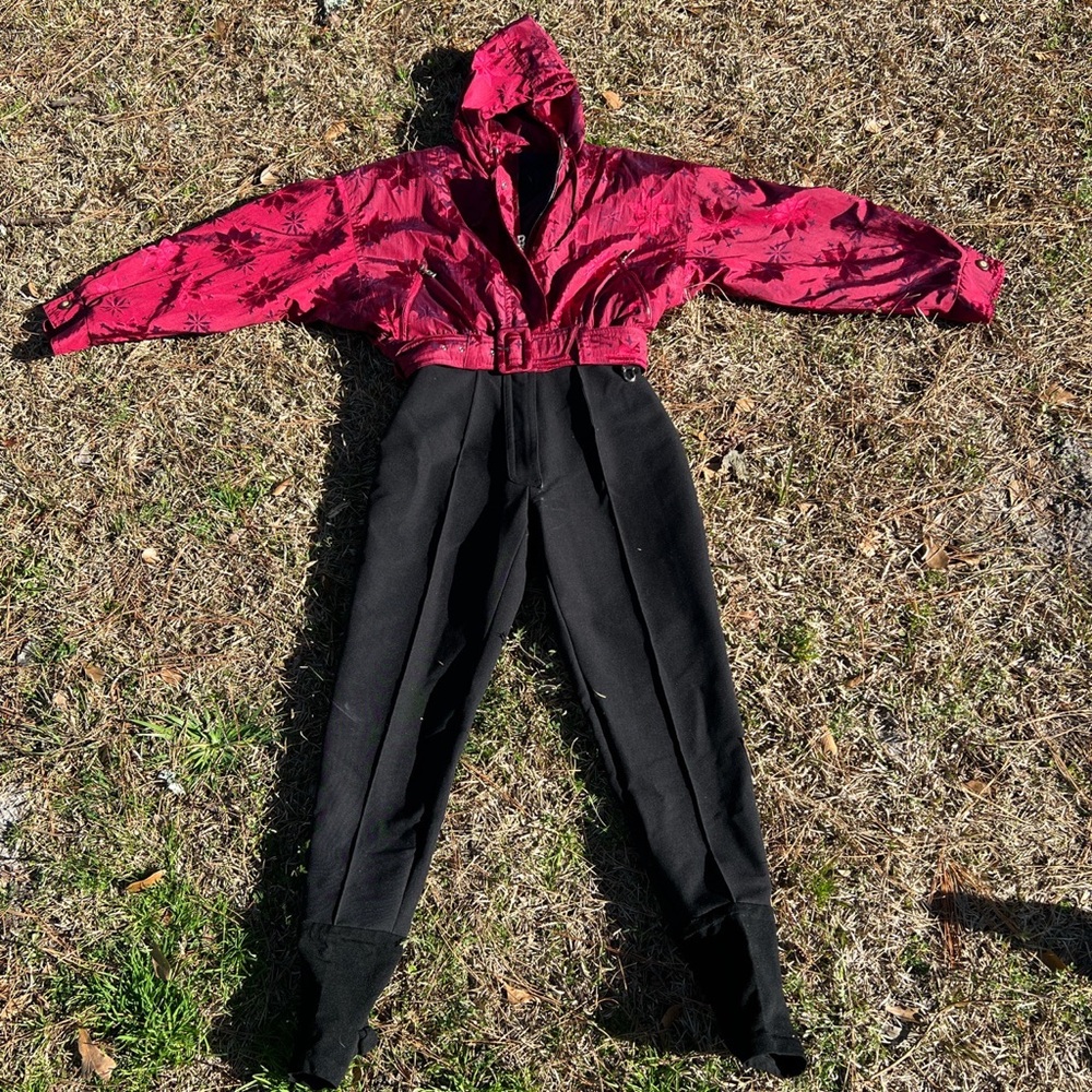Rare Black and Red Vintage One-Piece Ski Jumpsuit/ Romper
